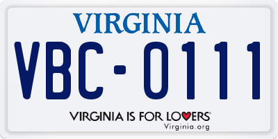 VA license plate VBC0111
