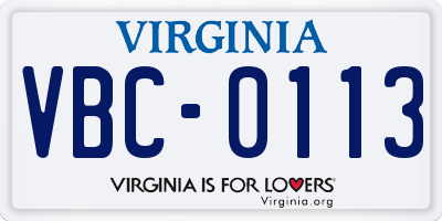 VA license plate VBC0113