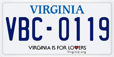 VA license plate VBC0119