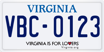 VA license plate VBC0123
