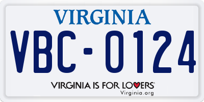 VA license plate VBC0124