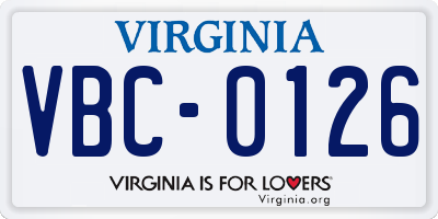 VA license plate VBC0126