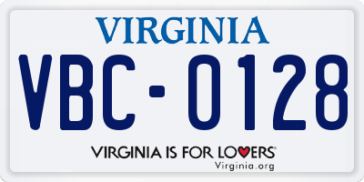 VA license plate VBC0128