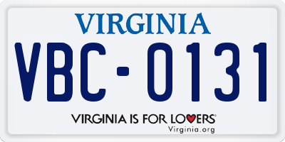 VA license plate VBC0131