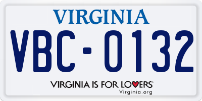 VA license plate VBC0132