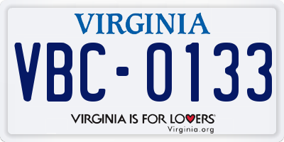 VA license plate VBC0133
