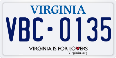 VA license plate VBC0135