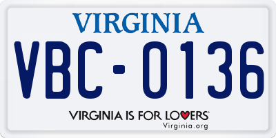 VA license plate VBC0136
