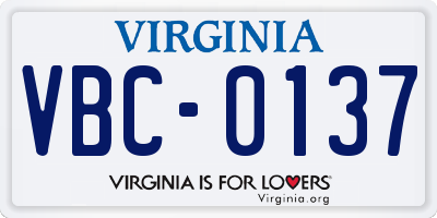 VA license plate VBC0137