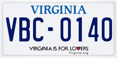 VA license plate VBC0140
