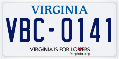 VA license plate VBC0141