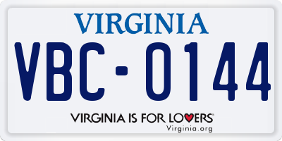VA license plate VBC0144