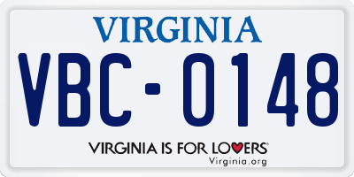 VA license plate VBC0148