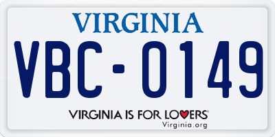 VA license plate VBC0149