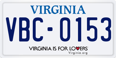 VA license plate VBC0153