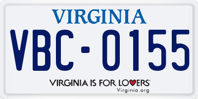 VA license plate VBC0155