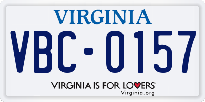 VA license plate VBC0157
