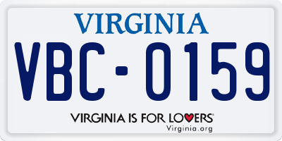 VA license plate VBC0159