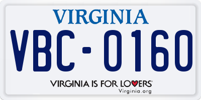 VA license plate VBC0160