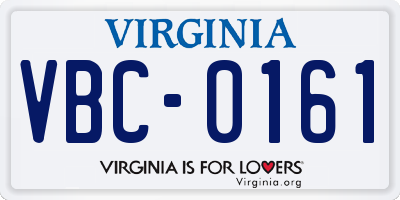 VA license plate VBC0161