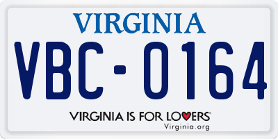 VA license plate VBC0164
