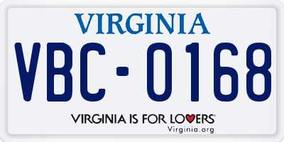 VA license plate VBC0168