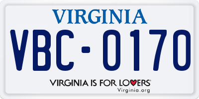 VA license plate VBC0170