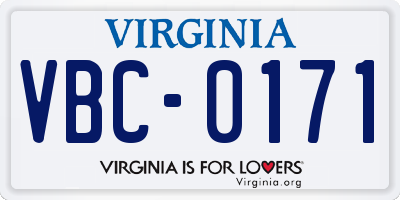 VA license plate VBC0171