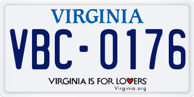 VA license plate VBC0176