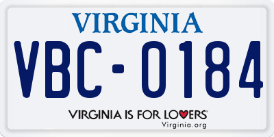 VA license plate VBC0184