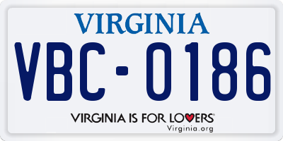 VA license plate VBC0186