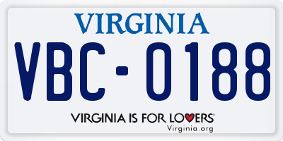 VA license plate VBC0188