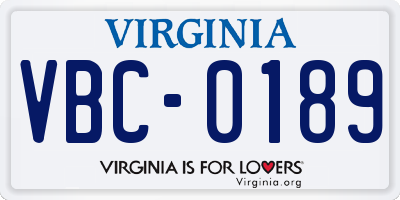 VA license plate VBC0189