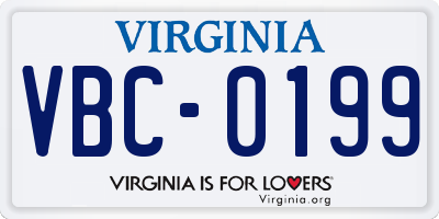 VA license plate VBC0199