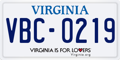 VA license plate VBC0219
