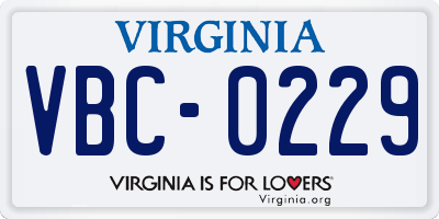 VA license plate VBC0229