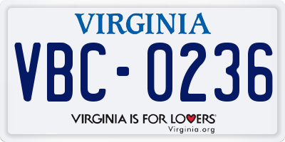 VA license plate VBC0236