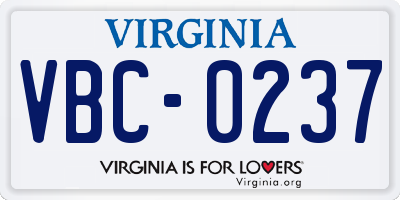 VA license plate VBC0237