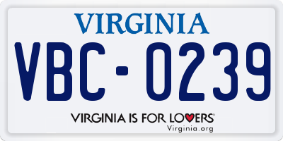 VA license plate VBC0239