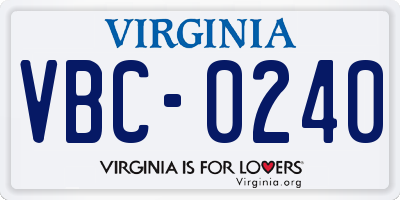 VA license plate VBC0240