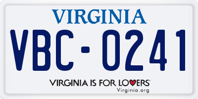 VA license plate VBC0241