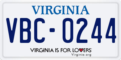 VA license plate VBC0244