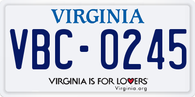 VA license plate VBC0245