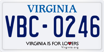VA license plate VBC0246