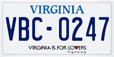 VA license plate VBC0247