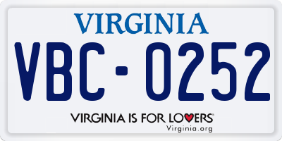 VA license plate VBC0252