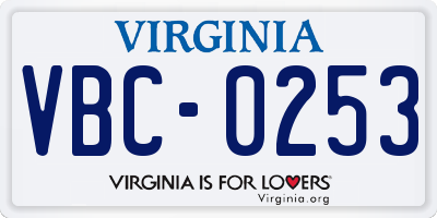 VA license plate VBC0253