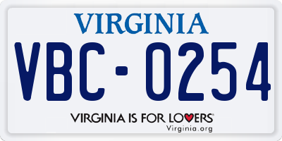 VA license plate VBC0254