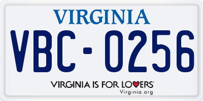 VA license plate VBC0256