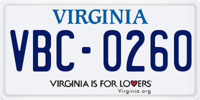 VA license plate VBC0260